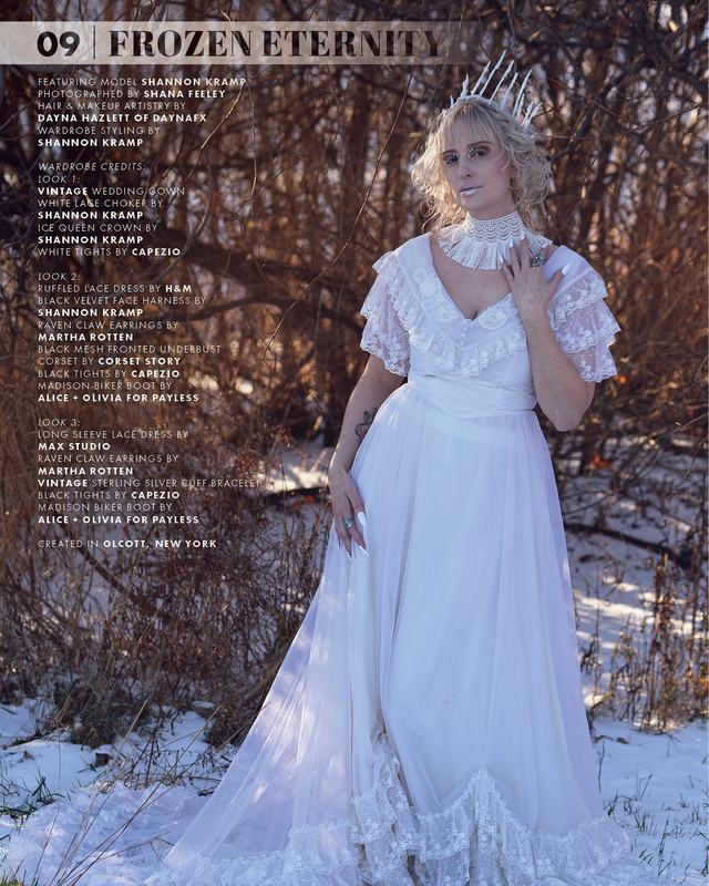 Frozen Eternity: white gown in the snow