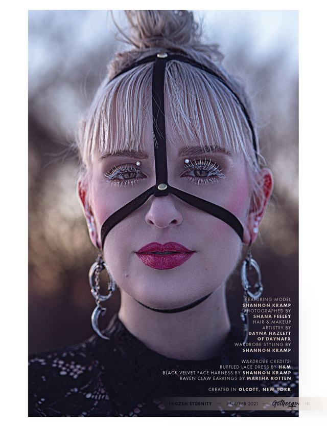 Frozen Eternity: platinum hair, black harness and frosted lashes