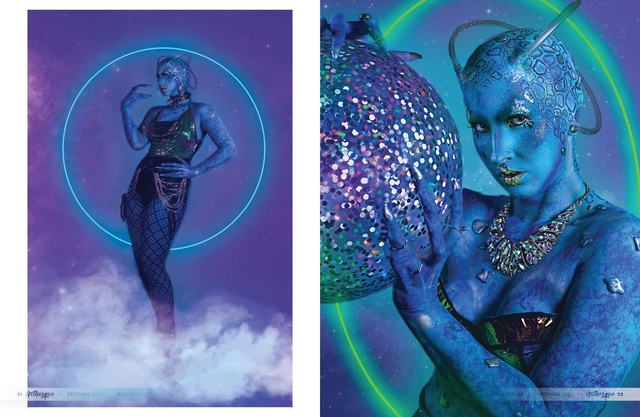 Miss Nova Stolas spread: blue figure in cloud and holding a glitter orb